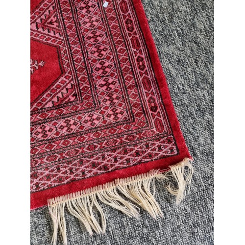 477 - Good quality vintage middle eastern hand knotted prayer rug  in red, still retaining its colour but ... 