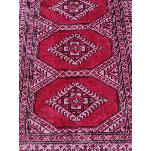 477 - Good quality vintage middle eastern hand knotted prayer rug  in red, still retaining its colour but ... 