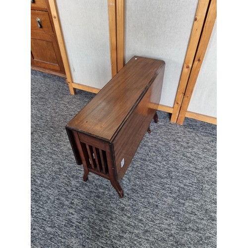 499 - A Good Quality Small Solid Walnut Drop Leaf Coffee Table with magazine rack inset to the centre base... 