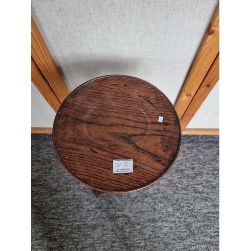 505 - Circular topped wine table with turned stem standing on 3 legs in overall good condition stands at 5... 