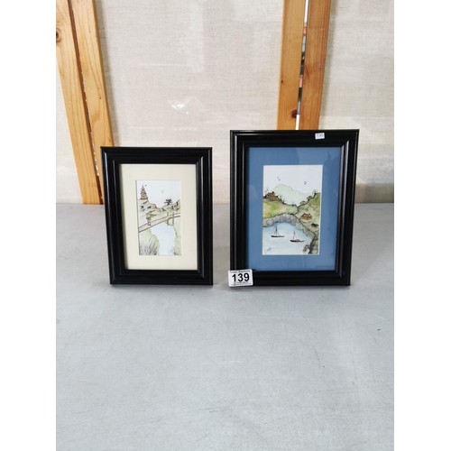 139 - 2x framed and glazed watercolours of oriental pictures signed Jennifer Hall in good order largest me... 