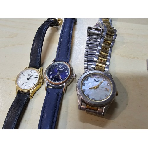 316 - A large collection of 16x various ladies wrist watches along with a good Speidel expandable strap. I... 