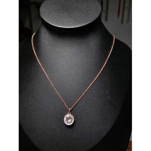 241 - brand new rose gold plated necklace with a large Swarovski crystal pendant st on an 18