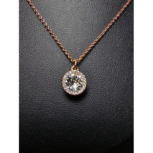 241 - brand new rose gold plated necklace with a large Swarovski crystal pendant st on an 18