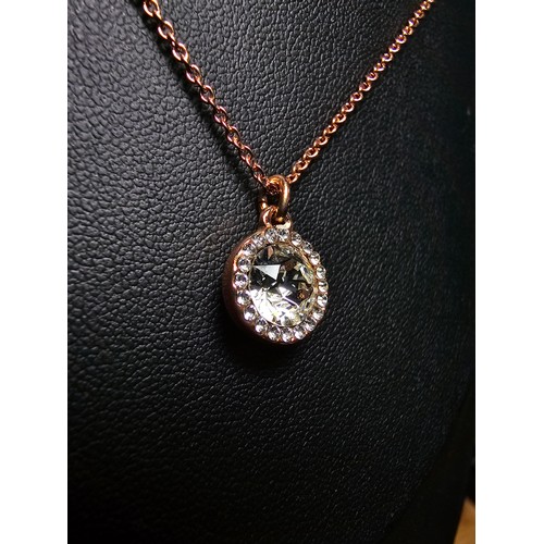 241 - brand new rose gold plated necklace with a large Swarovski crystal pendant st on an 18