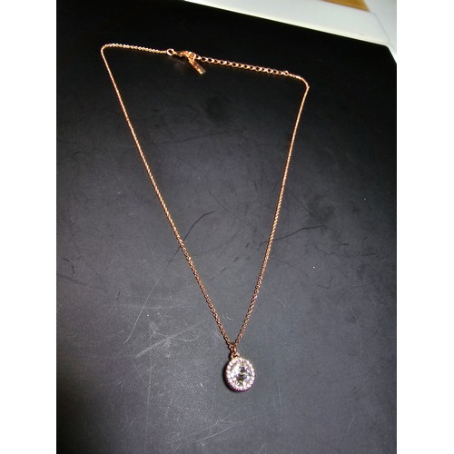 241 - brand new rose gold plated necklace with a large Swarovski crystal pendant st on an 18