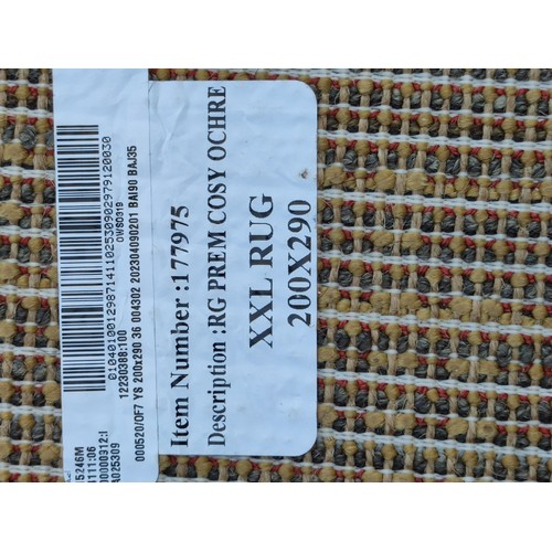 348A - Large good quality premium cosy ochre XXL rug in excellent condition no rips or tares measures 200cm... 