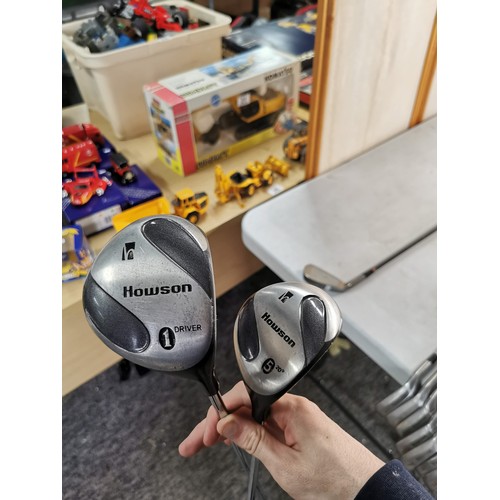 8 - A complete set of Howson Derby golf irons (3 irons are sandwedge), a Howson driver, a Howson 3 wood ... 