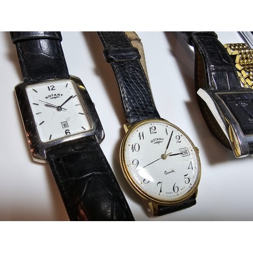 280 - A large collection of 6 rotary wrist watches along with a vintage rare 2 dial watch by Medana, the r... 