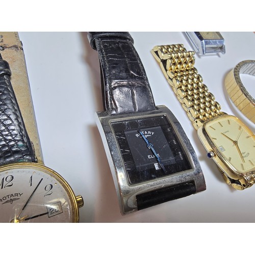 280 - A large collection of 6 rotary wrist watches along with a vintage rare 2 dial watch by Medana, the r... 