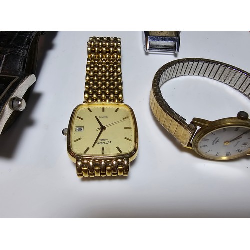 280 - A large collection of 6 rotary wrist watches along with a vintage rare 2 dial watch by Medana, the r... 