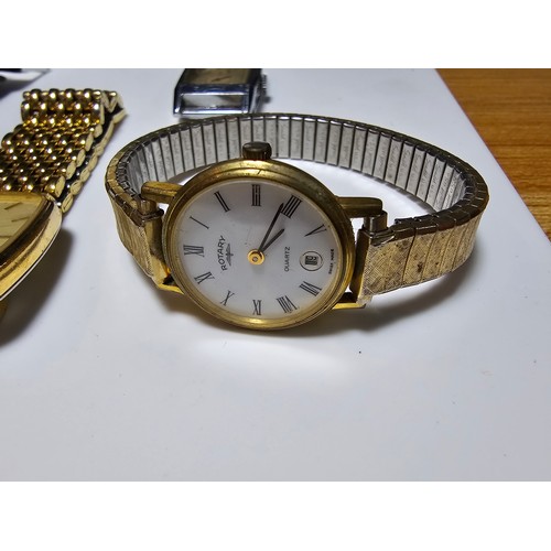 280 - A large collection of 6 rotary wrist watches along with a vintage rare 2 dial watch by Medana, the r... 