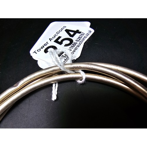 254 - Set of vintage 925 sterling silver 3 piece bangle consisting of three interlinked rings, measures 8c... 