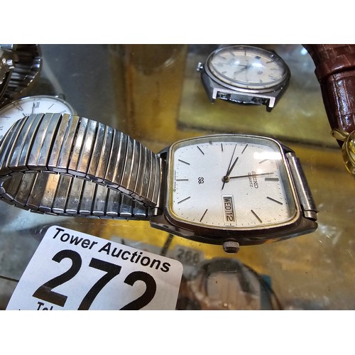 272 - A collection of 5x good quality vintage watches to include 3 Seiko watches (2 are SQ models), a citi... 