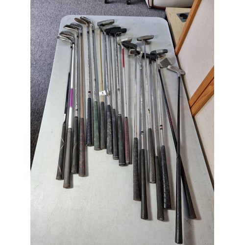1 - Large quantity of 17x assorted gold clubs inc 10x putters inc Pinseeker, Young Gun, Fazer along with... 