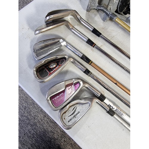 1 - Large quantity of 17x assorted gold clubs inc 10x putters inc Pinseeker, Young Gun, Fazer along with... 