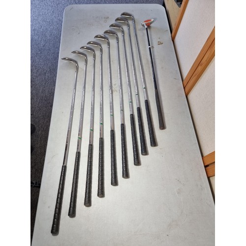5 - Collection of 8x irons inc 3 - 9 PW, SW, along with a Dunlop putter, irons are all by Steel Classic