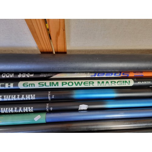 7 - Leeda Carp Match 6m slim Power Margin rod with elastic rating 20 along with a Shakespeare Spear Lite... 
