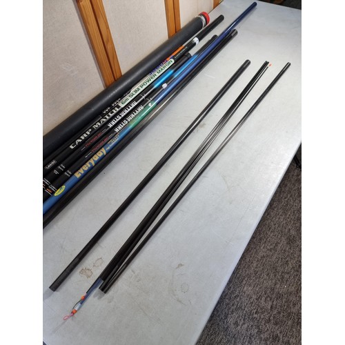 7 - Leeda Carp Match 6m slim Power Margin rod with elastic rating 20 along with a Shakespeare Spear Lite... 