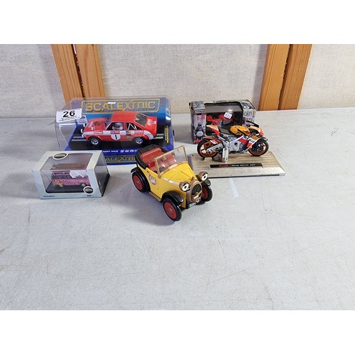 26 - Collection of Diecast vehicles inc Brum, Scalextric Ford Escort MK 2 model car, a boxed Ducati 900MH... 