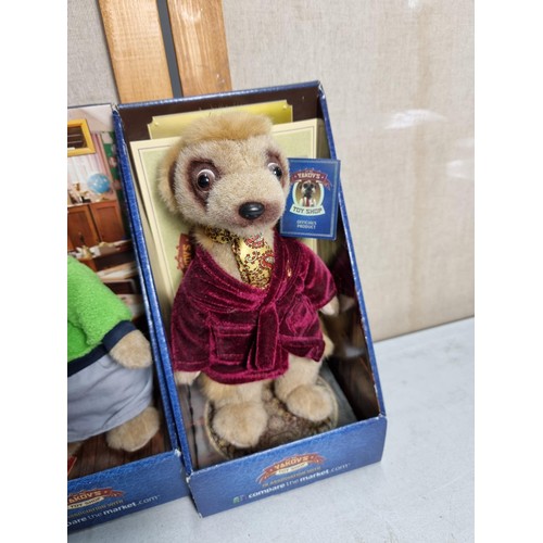 45 - Collection of 6x Meerkat plush toys, Sergei with tag, Baby Oleg and Grub with tag and adoption certi... 