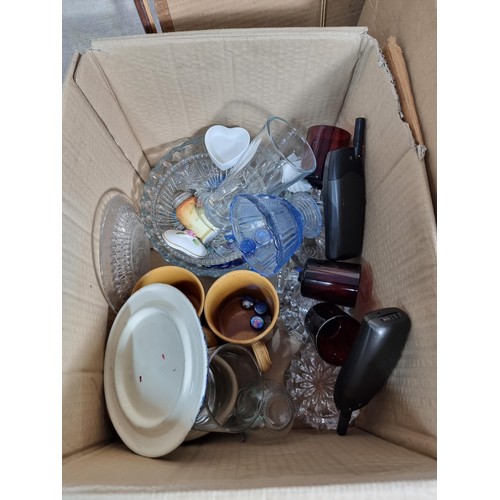 60 - Large job lot of collectables inc lamp shades, glass ware, microscope set, quantity of postcards, ru... 