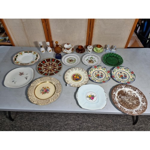 62 - Box containing a large quantity of collectables inc 12x plates inc Royal Doulton, Adderley, Carlton ... 