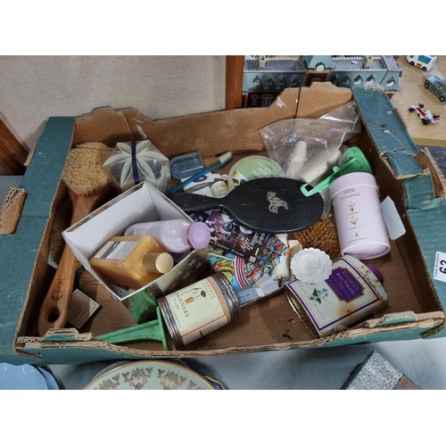 63 - 2x boxes of collectables inc Grindley tea set, hand made cherub decorated earthenware bowl, quartz m... 