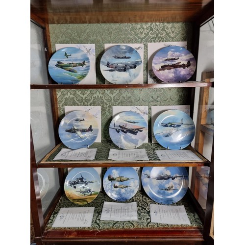 64A - Collection of 9x boxed Coalport reach for the sky collection plates all featuring military planes in... 