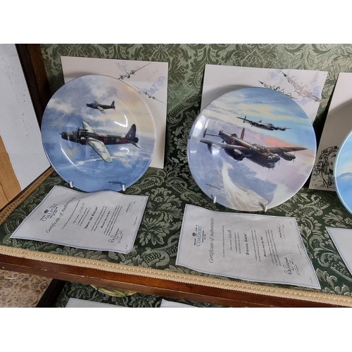 64A - Collection of 9x boxed Coalport reach for the sky collection plates all featuring military planes in... 