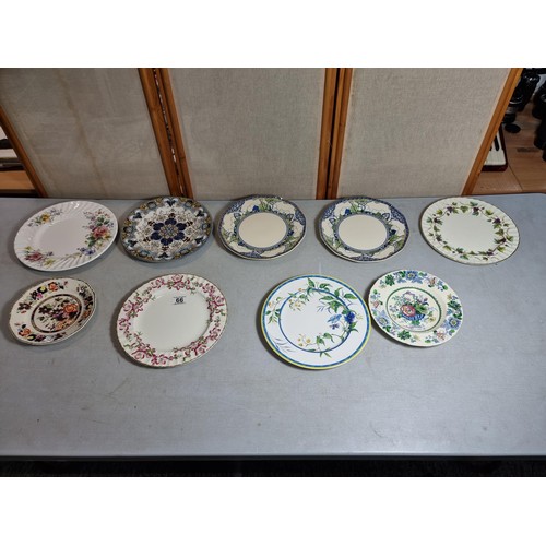 66 - Collection of 9x collectable plates, inc 2x Masons plates, a Wedgwood hand painted plate, 3x Royal W... 