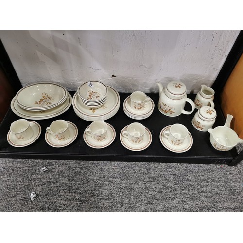 79 - 34 piece Royal Doulton Ravel design part tea dinner set inc teapot, milk jug, sugar bowl along with ... 