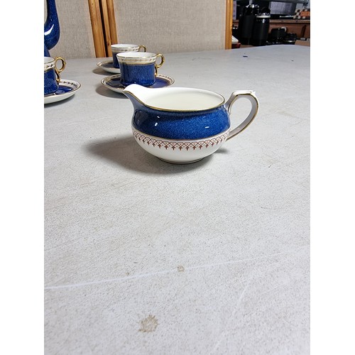 76 - Savoy pottery 12 piece blue and white part coffee set in coffee pot, milk jug, and 5x cups and sauce... 