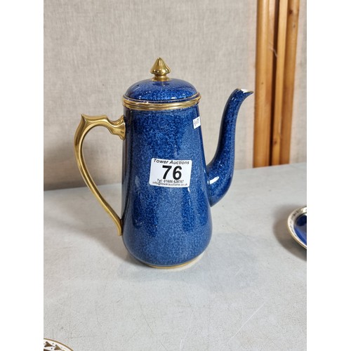 76 - Savoy pottery 12 piece blue and white part coffee set in coffee pot, milk jug, and 5x cups and sauce... 