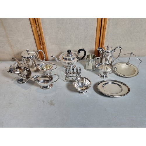 75 - Large collection of silver plated items inc teapot, coffee pot, water jug, milk jugs, gravy boats, s... 