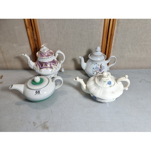68 - Collection of 5x ceramic teapots, inc a floral decorated Denby teapot, green and white German US Zon... 
