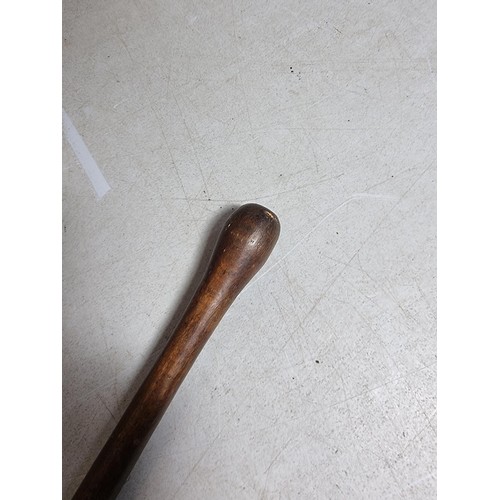 83A - Vintage wooden priest in solid ebony along with one other thinner piece possibly a baton, largest me... 