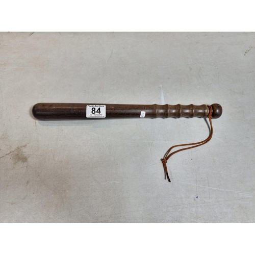 84 - Good quality original vintage solid wood police truncheon with grip handle in overall good condition... 