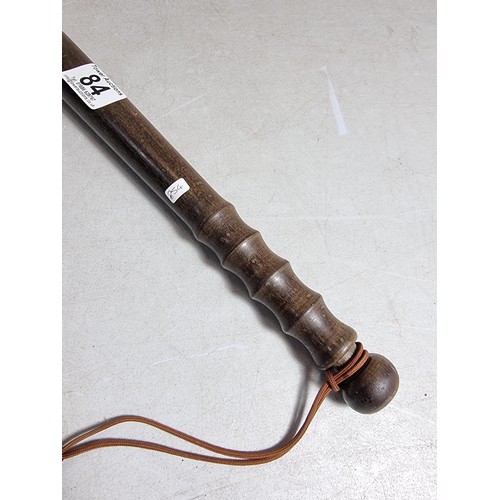 84 - Good quality original vintage solid wood police truncheon with grip handle in overall good condition... 