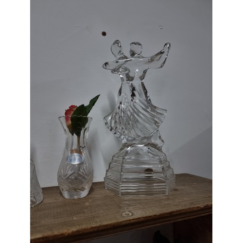 90 - Collection of collectable glassware inc a Royal Crystal Rock dancing figure, a swan figure, 2x bells... 