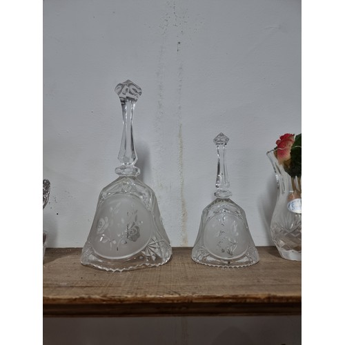 90 - Collection of collectable glassware inc a Royal Crystal Rock dancing figure, a swan figure, 2x bells... 