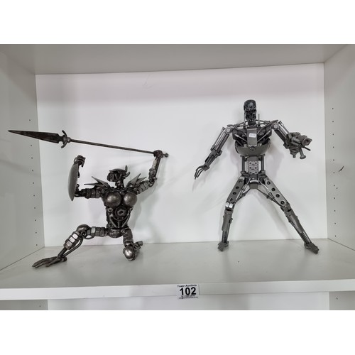 102 - Collection of two nuts and bolts metal figures inc the Terminator and  the Preditor both very well e... 