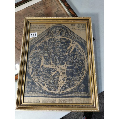 143 - Framed and glazed copy of a vintage Montgomershire map by John Speed along with a framed and glazed ... 