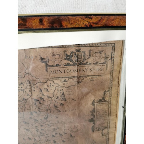 143 - Framed and glazed copy of a vintage Montgomershire map by John Speed along with a framed and glazed ... 