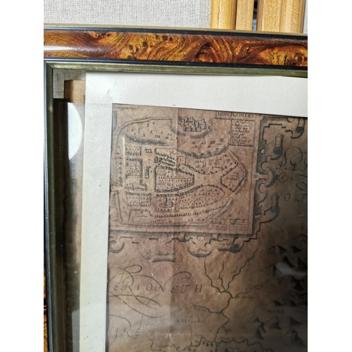 143 - Framed and glazed copy of a vintage Montgomershire map by John Speed along with a framed and glazed ... 