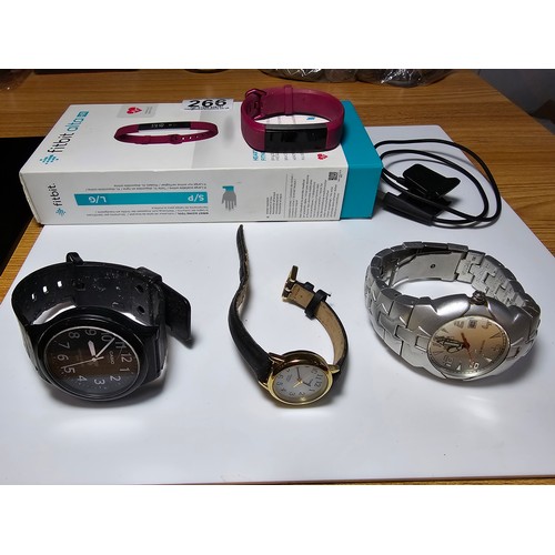 152 - A quantity of 4 various wrist watches which includes a Fitbit Alta HR smart watch, a clean Sector 15... 