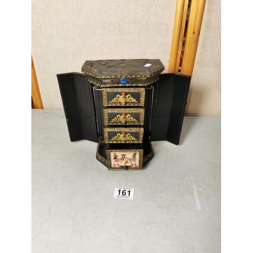 161 - A Veronese Egyptian style heavy resin jewellery box with 4 drawers and 2x opening doors to the sides... 