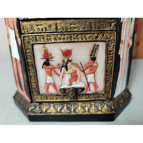 161 - A Veronese Egyptian style heavy resin jewellery box with 4 drawers and 2x opening doors to the sides... 