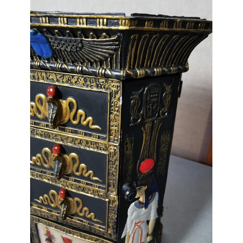 161 - A Veronese Egyptian style heavy resin jewellery box with 4 drawers and 2x opening doors to the sides... 