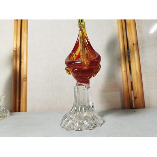 164 - 2x large Murano cockerels both in good order and in vibrant colours, largest piece stands at 34cm hi... 